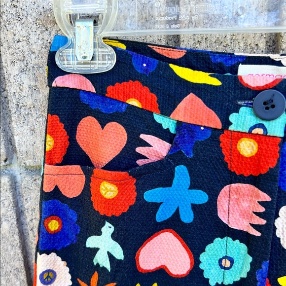 Gorman Navy Blue ☮️ 🐦 🌸 Peace Print Straight Leg Pant XXS - Picture 3 of 4